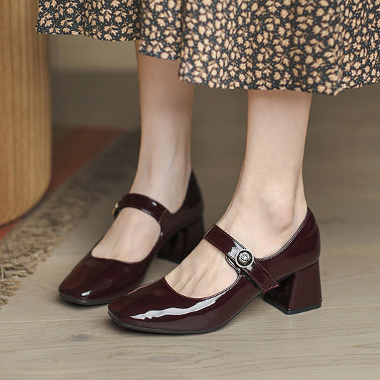 Women's Retro Mary Chunky For Uniform French Women's Shoes