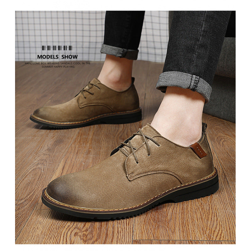 Men's Plus Size Spring Breathable British Stylish Men's Casual Leather Shoes