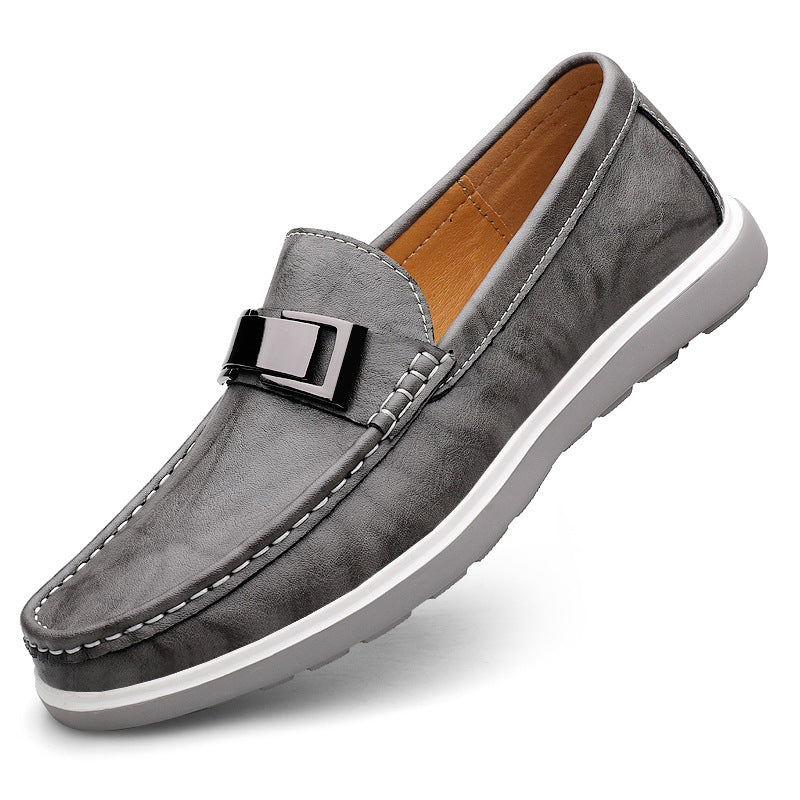 Men's Genuine Fashion Lightweight Wearable Trendy Slip Leather Shoes