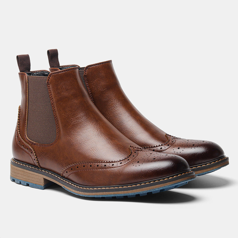 Men's Glamorous Chelsea Carved Brogue Vintage Boots
