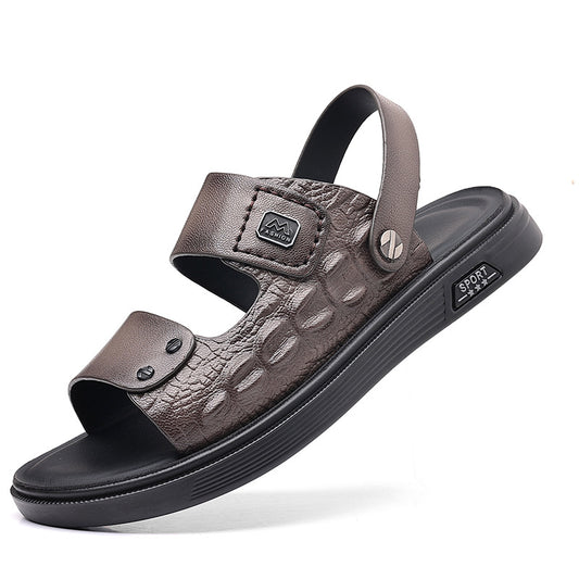 Men's Sheepskin Beach Outdoor Fashion Genuine Open Men's Shoes