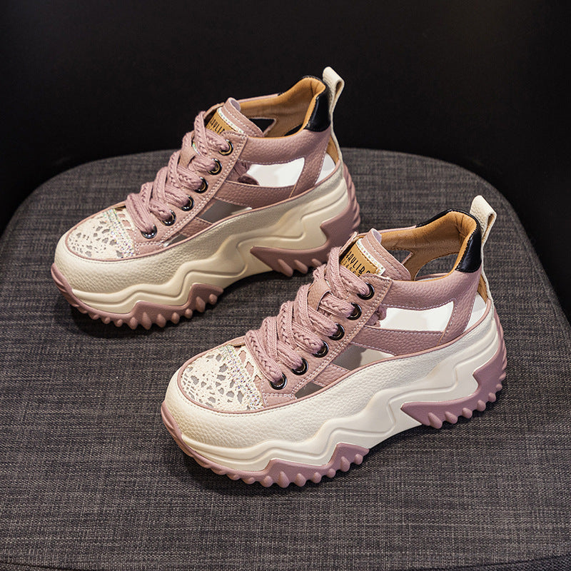 Women's Small Dad Retro Lightweight Height Increasing Casual Shoes