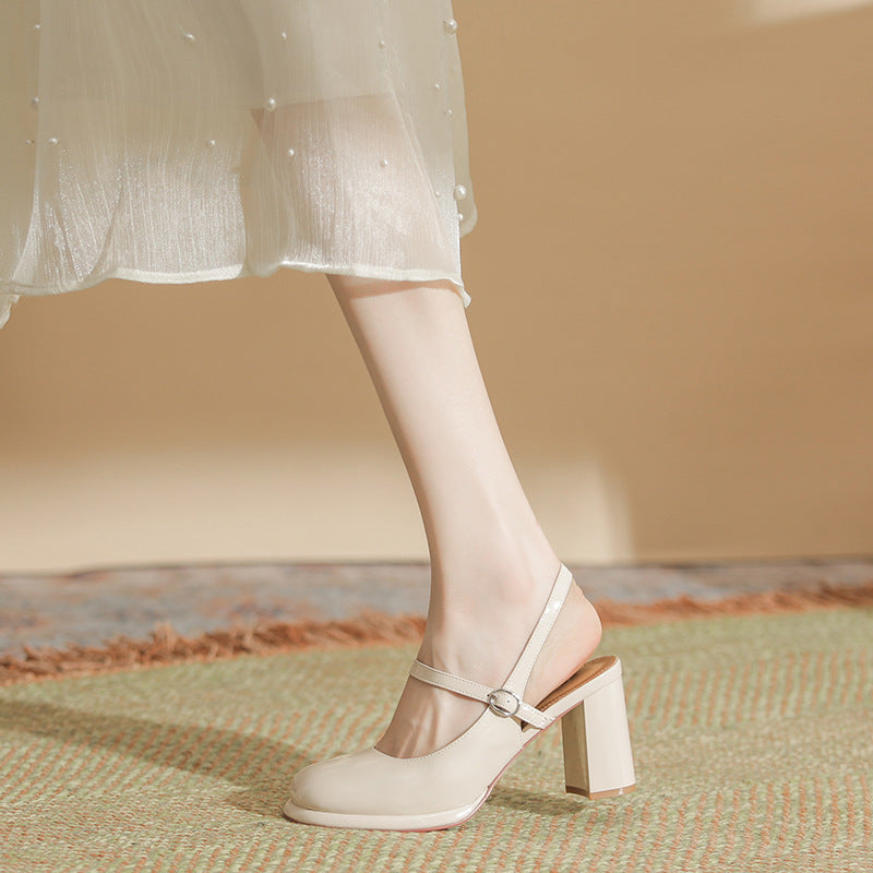 Women's Box High Elegant Patent Hepburn Style Heels