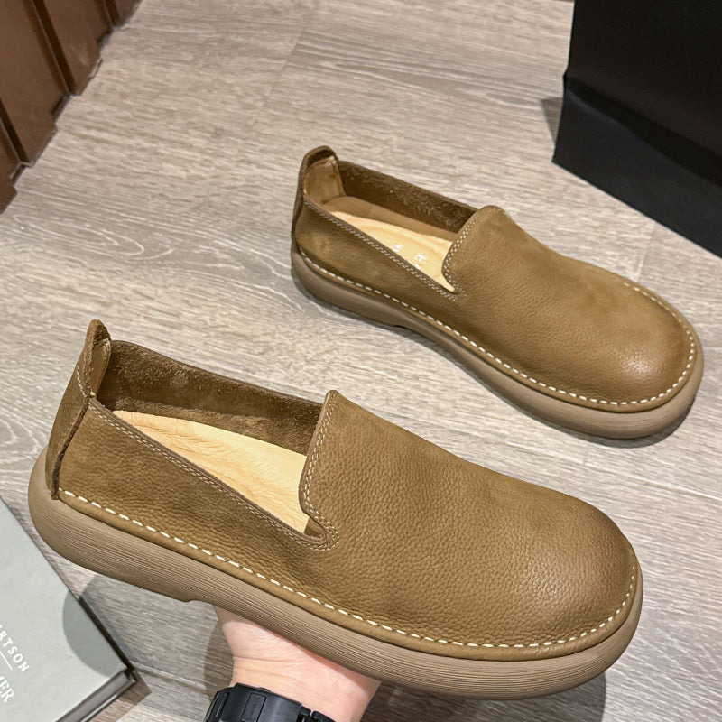 Men's Retro Breathable Soft One Pedal Trendy Men's Casual Leather Shoes