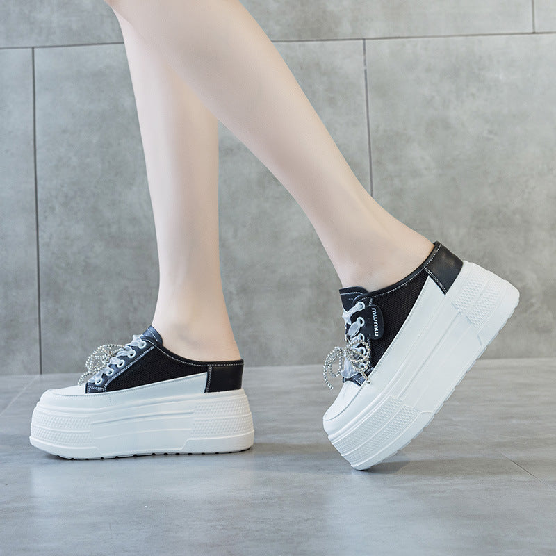 Women's Toe Box Half Height Increasing Insole Outer Wear Slippers