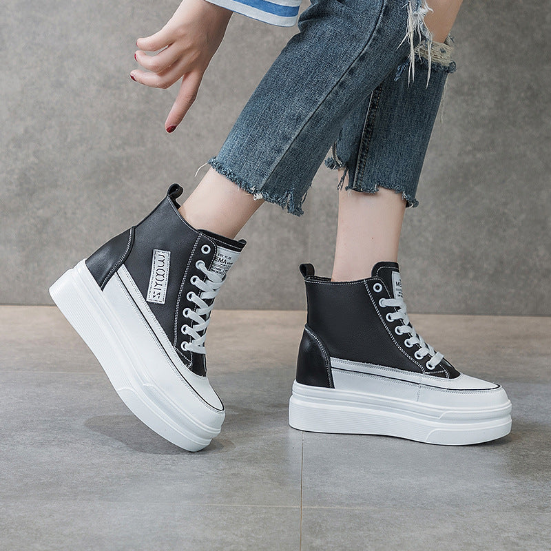 Women's Spring Height Increasing Leisure Platform White Women's Sports Shoes