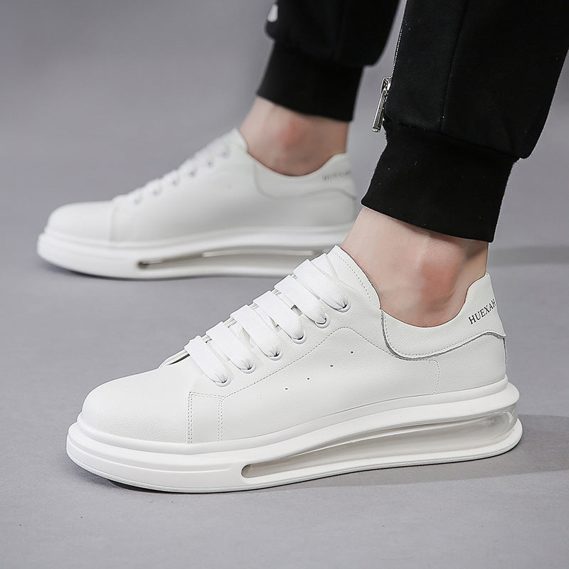 Men's Bottom Cowhide White Breathable Air Cushion Casual Shoes