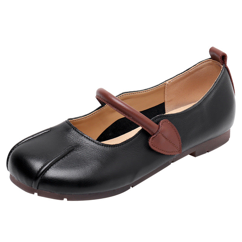 Women's Cowhide Soft Sole Buckle Square Head Authentic Comfortable Casual Shoes
