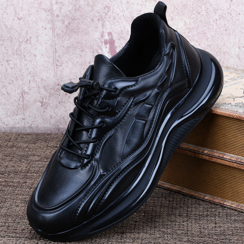 Men's Genuine Cattlehide Surface Fashion Trendy Running Platform Sneakers