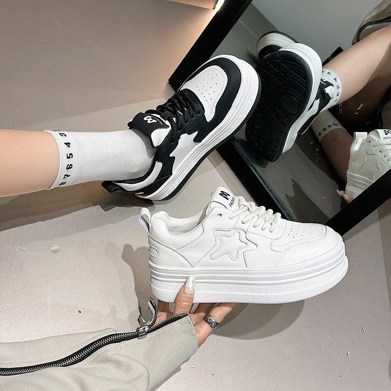 Women's Platform White Versatile Korean Style Genuine Casual Shoes