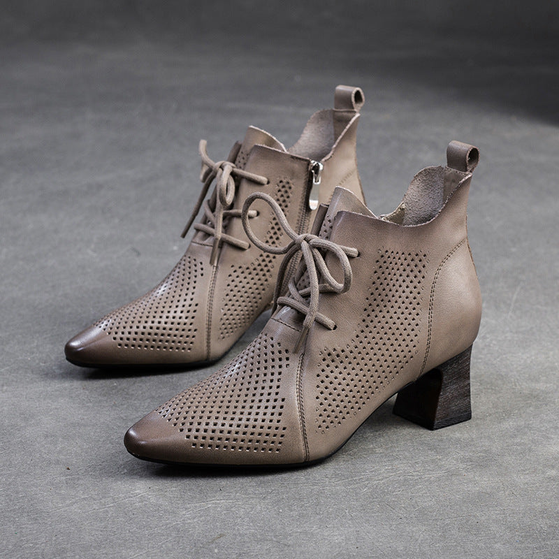 Women's Shu Chun Pointed Toe Small High Breathable Hollow Heels