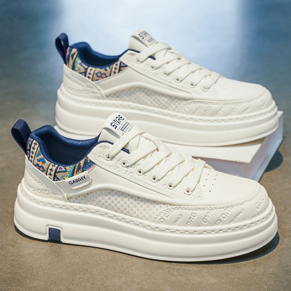 Men's Height Increasing Wearable White Trendy Soft Casual Shoes