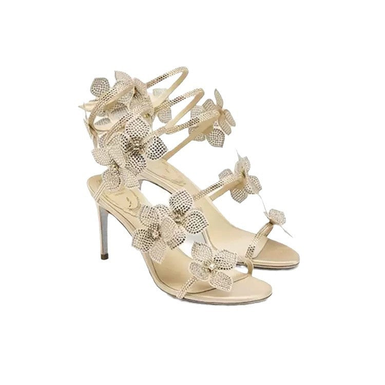 Flower Snake-shaped Winding Tape High Round Heels