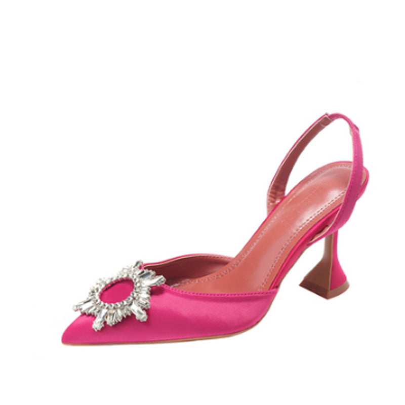 Women's Crystal Buckle Rhinestone High-heeled Wine Glass Heels