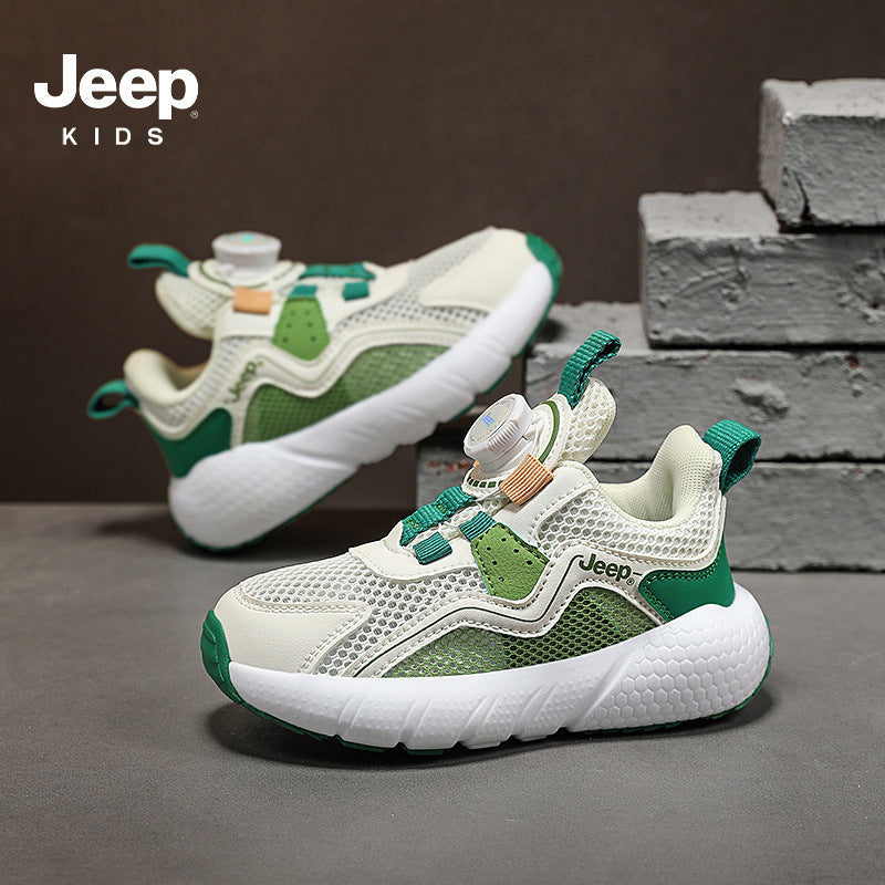 Children's Rotating Button Breathable Mesh Double Boy's Kid's Sneakers