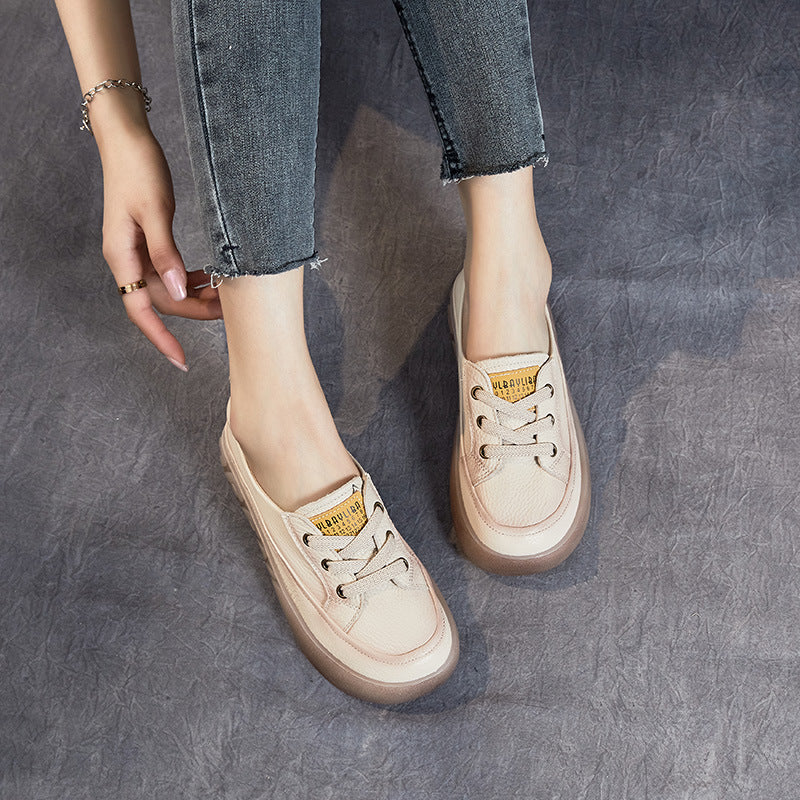 Women's Layer Cowhide Shallow Mouth Pumps Red Sneakers