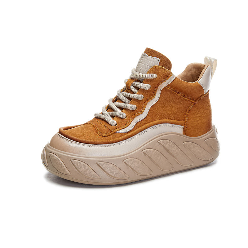 Women's Genuine Flat Booties Retro Style Platform Boots