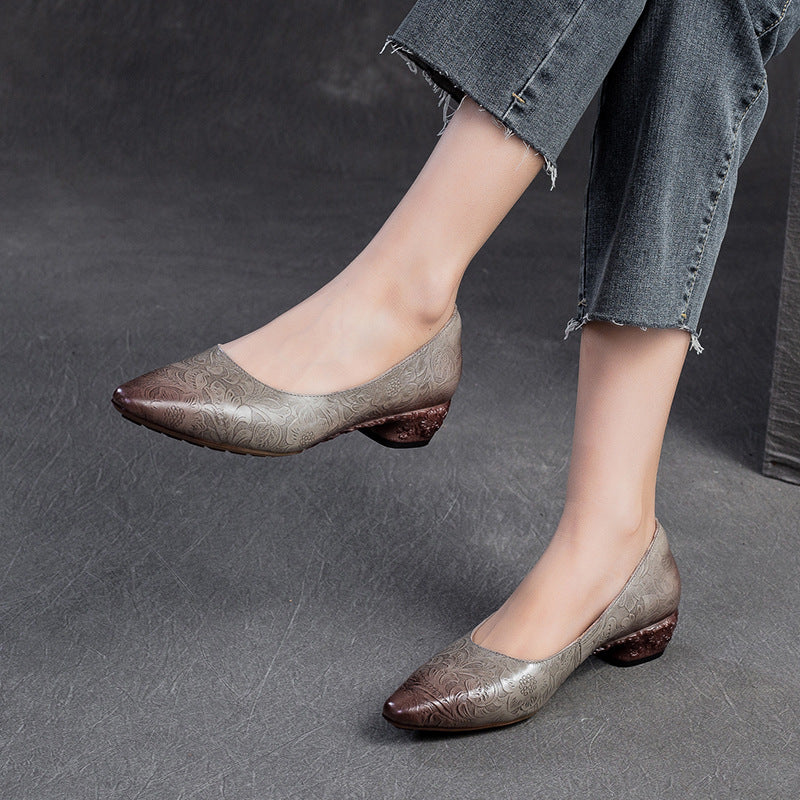 Slip-on Retro Rub Colored Pointed Toe Casual Shoes