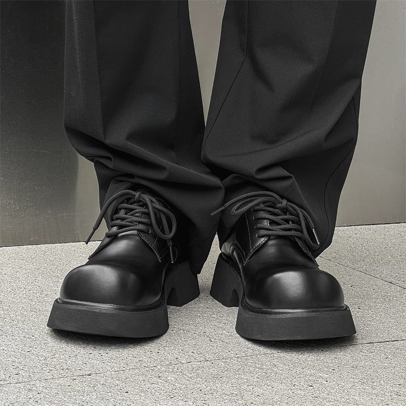 Men's Toe Warped Head Thick Sole Increased Leather Shoes