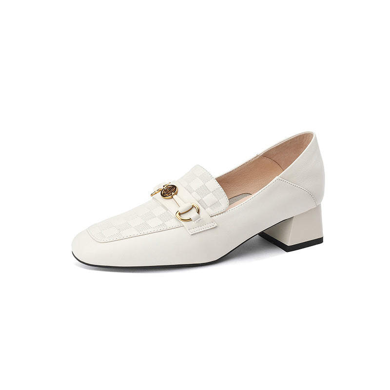 Women's Versatile Single-layer Chunky British Mid One Women's Shoes