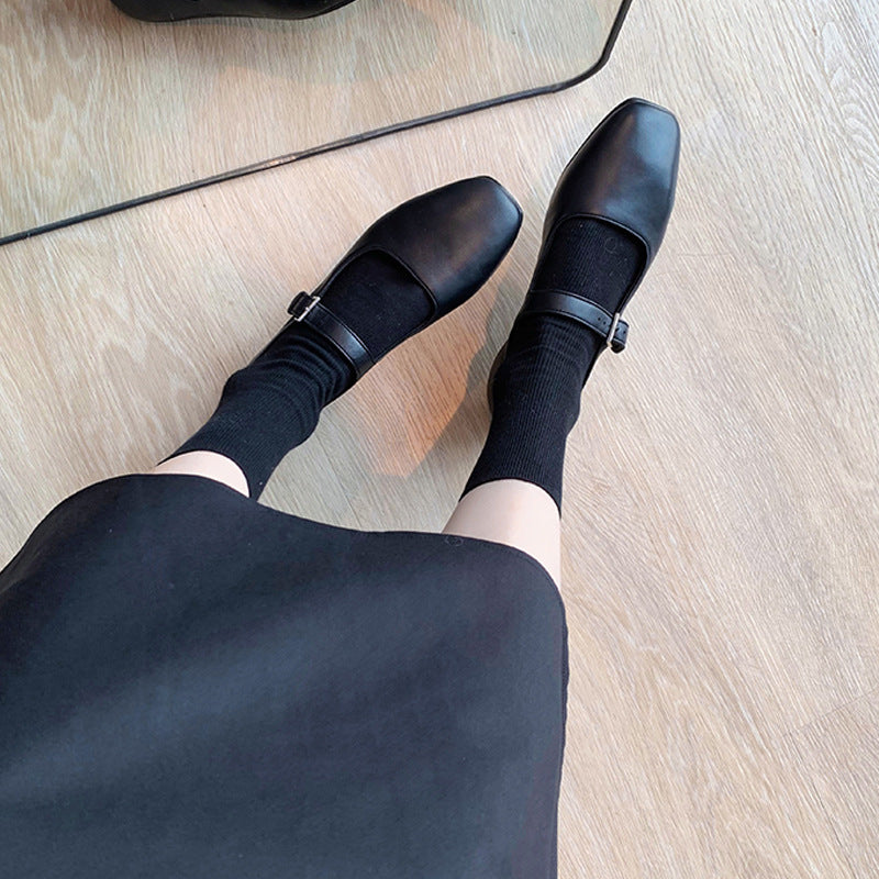 Women's Soft Bottom Genuine Mary Jane Pumps Buckle Strap Shallow Women's Shoes