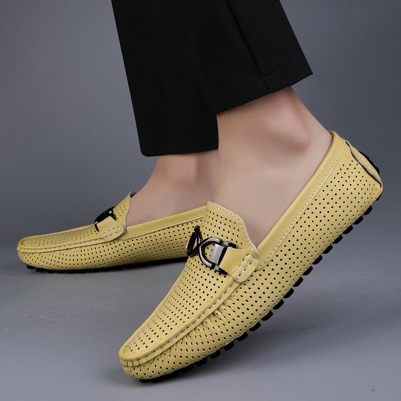 Men's Breathable Thin Soft Bottom Hollow Hole Lazy Men's Casual Shoes