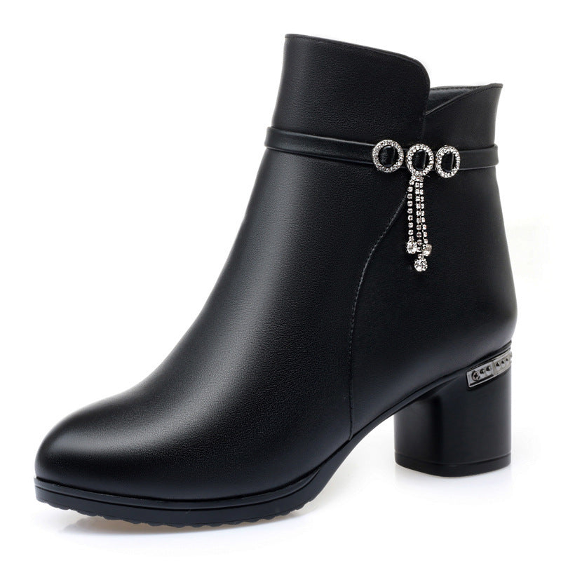 Women's Size Mom Wool Cotton Mid Thick Boots