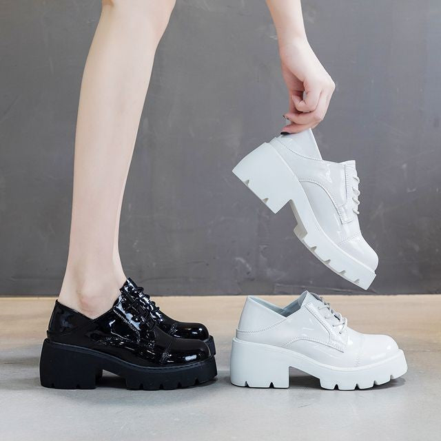 Women's Chunky Platform Shallow Mouth Single Fashion Casual Shoes