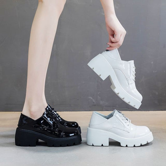 Women's Chunky Platform Shallow Mouth Single Fashion Casual Shoes