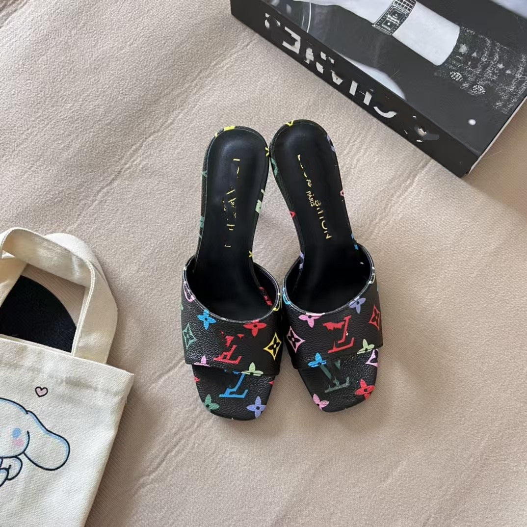 High Super Popular Denim Embroidered Printed Heels