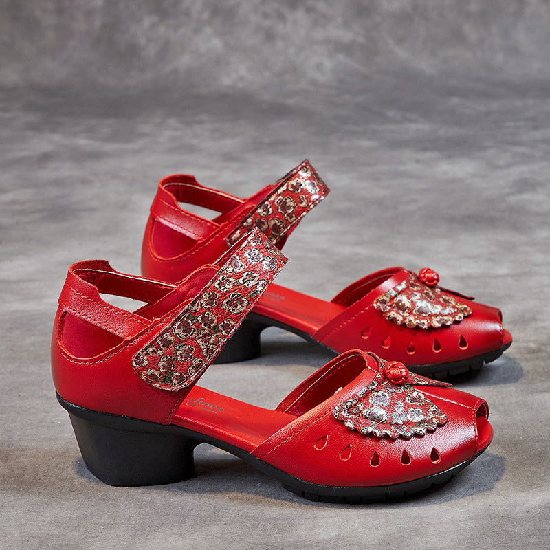 Women's Summer Outer Wear First Layer Cowhide Sandals
