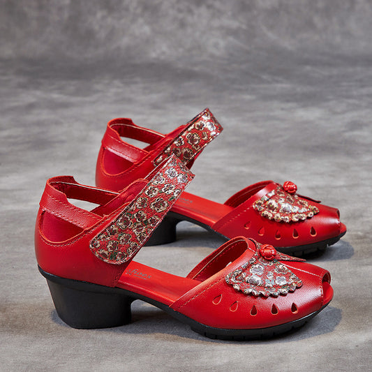 Women's Summer Outer Wear First Layer Cowhide Sandals