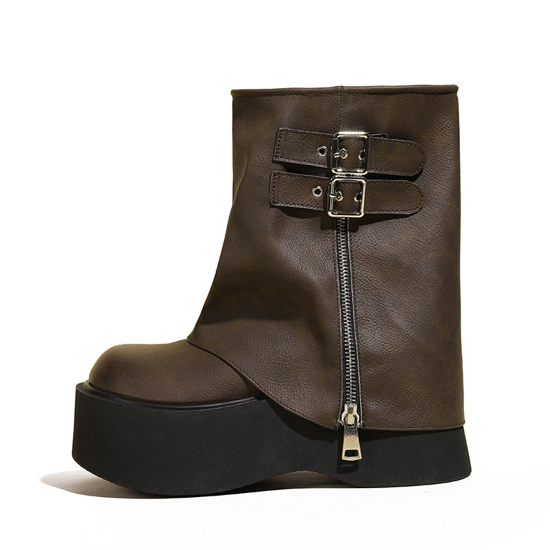 Women's Straight Pants Pipe Knee-high Chunky Platform Boots