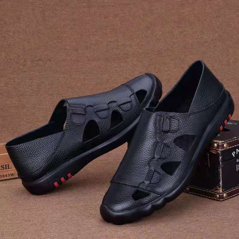Men's Autumn Genuine Hole Breathable Soft Bottom Top Sandals