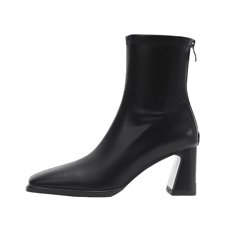 Women's High Fashion Square Head Thick Thin Boots