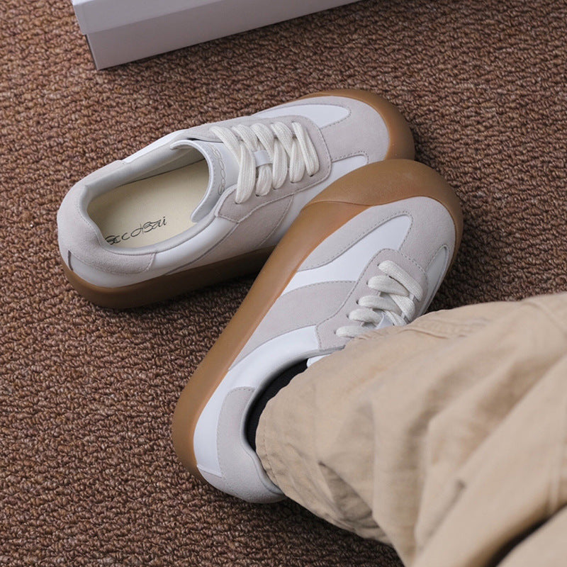 Women's White Puffy Platform Fat German Training Women's Casual Shoes