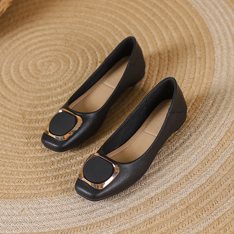 Women's Cowhide Version Flat Low-cut Authentic Pumps Soft Women's Fashion Shoes