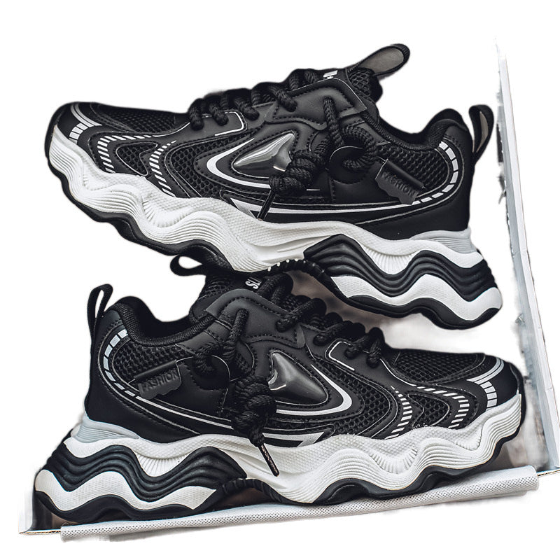 Men's Autumn Mesh Breathable Design Wave Platform Sneakers