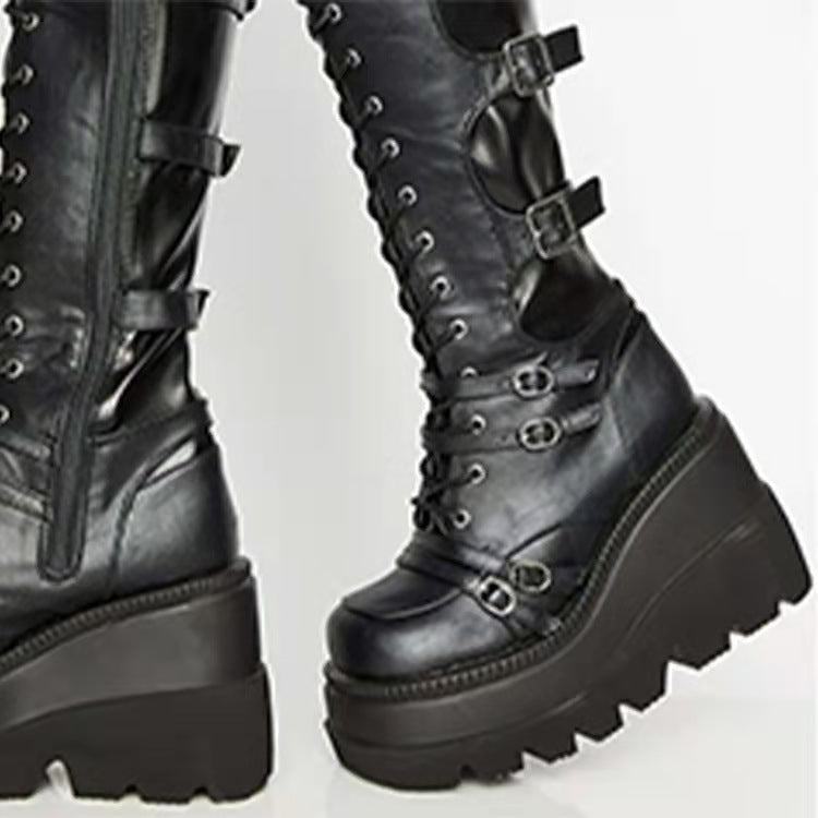 Over The Knee Winter Round Toe Wedge Boots