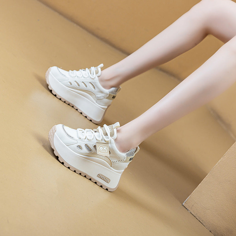 Women's Platform White Height Increasing Pumps Casual Shoes