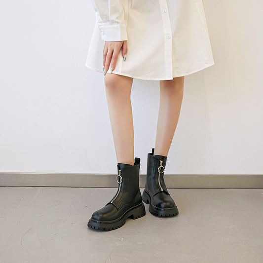 Women's British Style Thick-soled Martin Autumn Front Boots