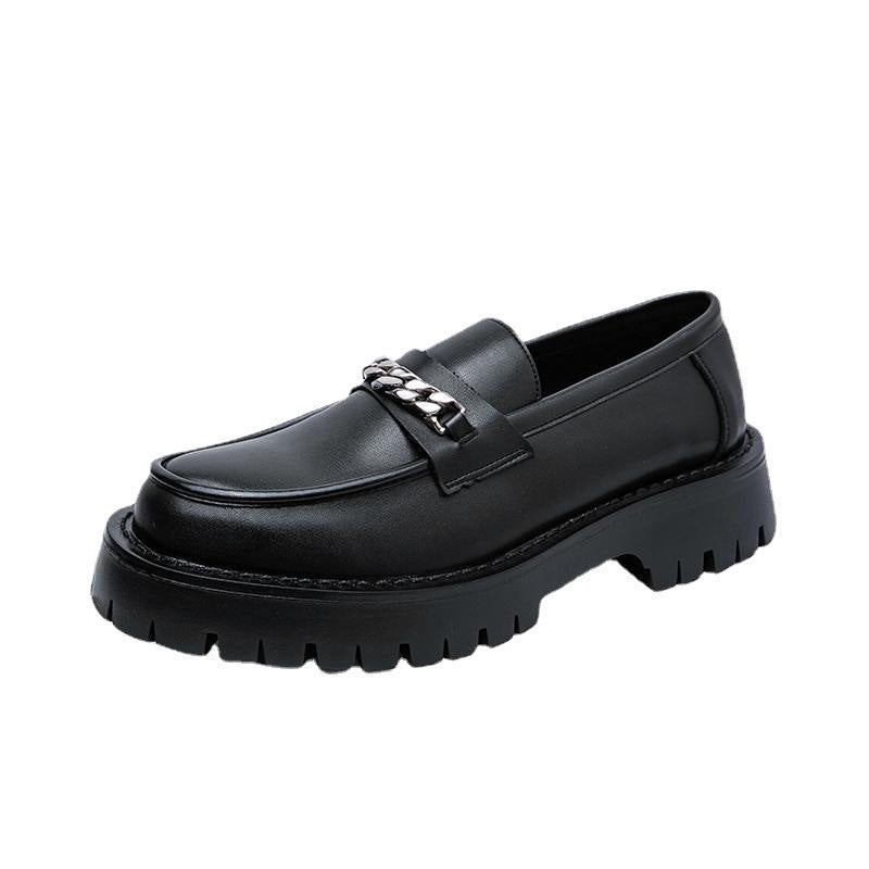 Men's Green Less One Pedal Platform Height Leather Shoes
