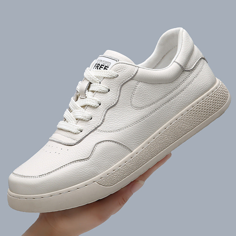 Men's Layer Cowhide Autumn Authentic Comfortable White Board Leather Shoes