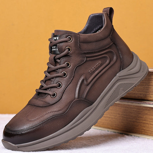 Men's Cotton Winter Genuine Fashion Fleece-lined Thick Men's Shoes