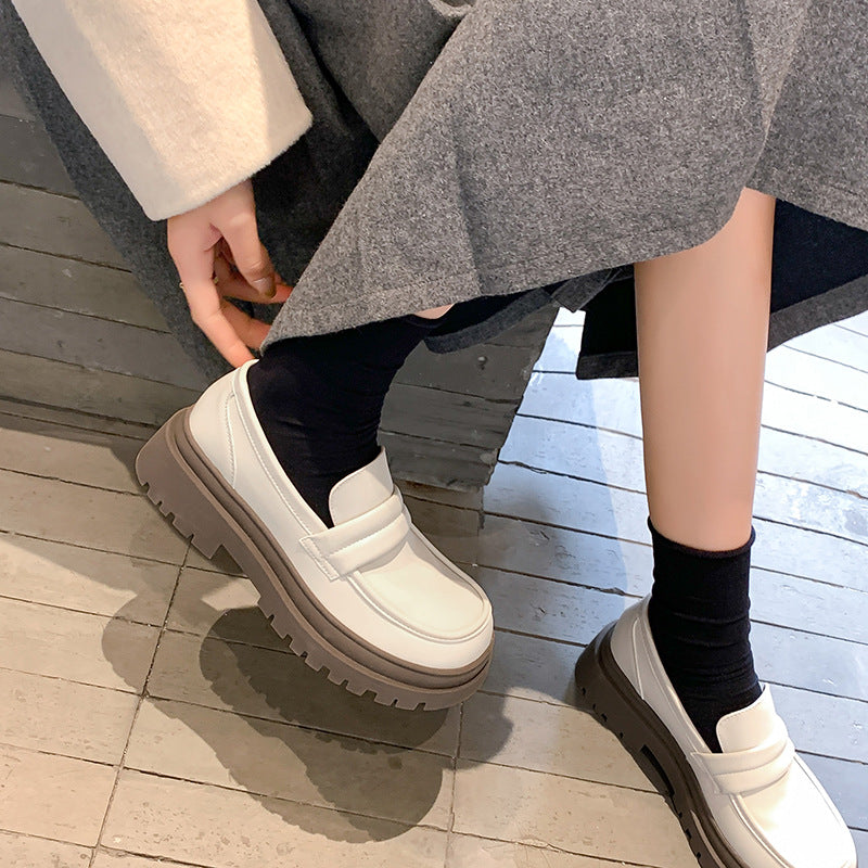 Women's Platform Spring College Style Slip-on Round Loafers