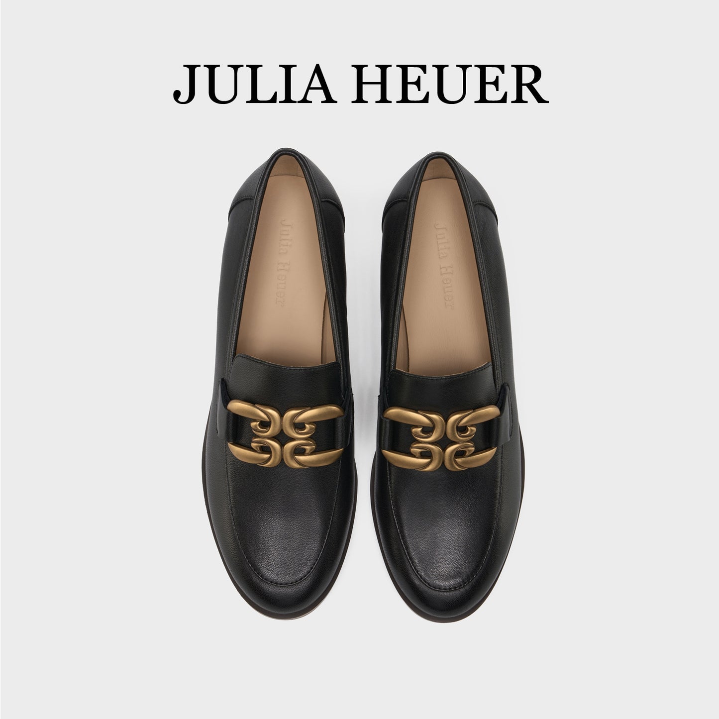 Julia Hull Double Hook Metal Buckle Chunky Round Loafers