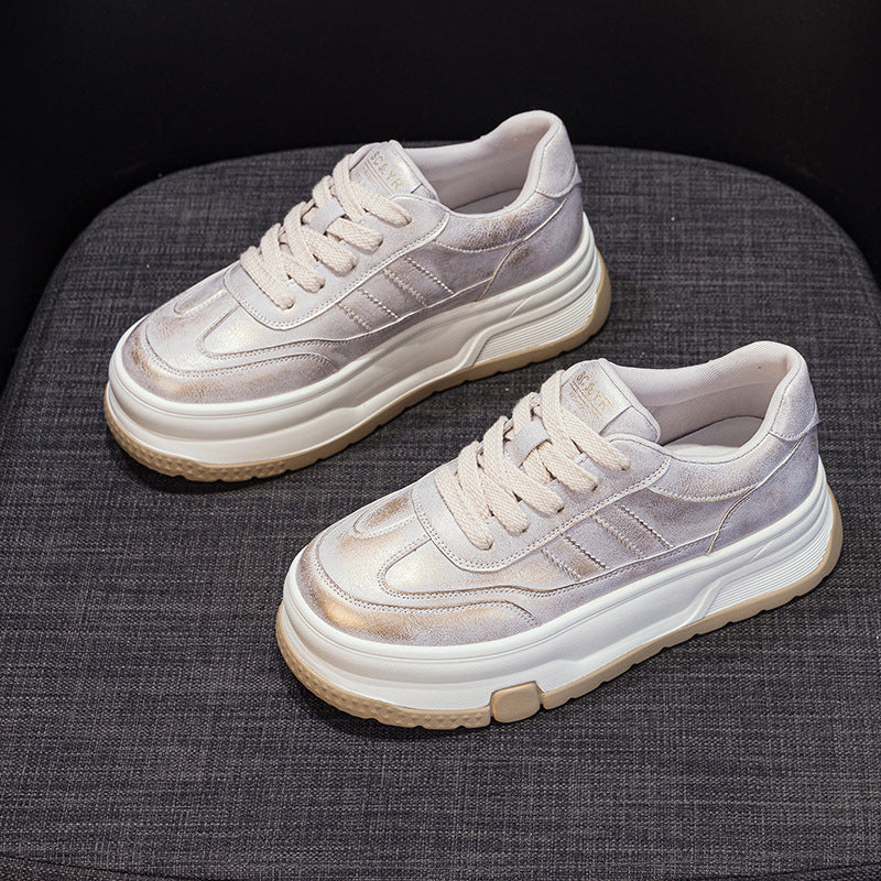 Women's White Spring Platform Fashion Versatile Stylish Casual Shoes