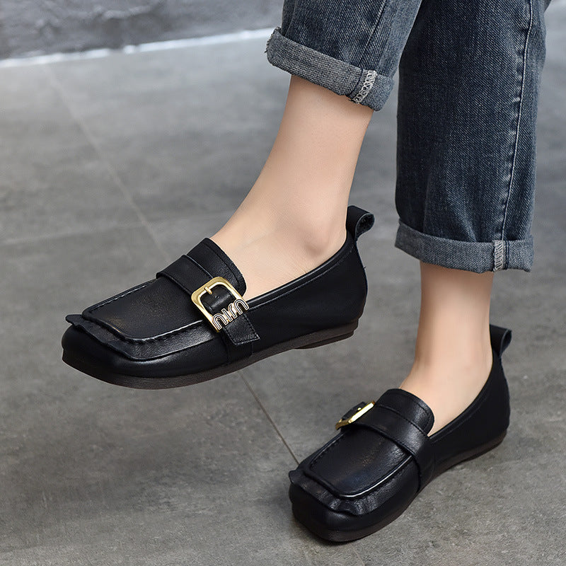 Women's Price Square Head Flat Low-cut Retro Casual Shoes