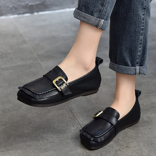 Women's Price Square Head Flat Low-cut Retro Casual Shoes