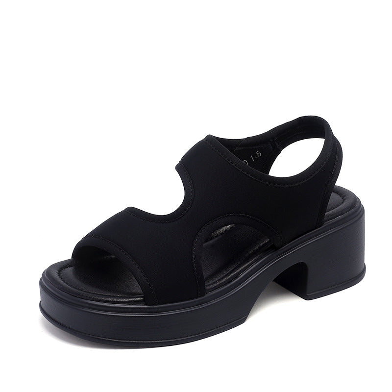 Women's Heightened Peep Toe Slip-on Beach Open Sandals